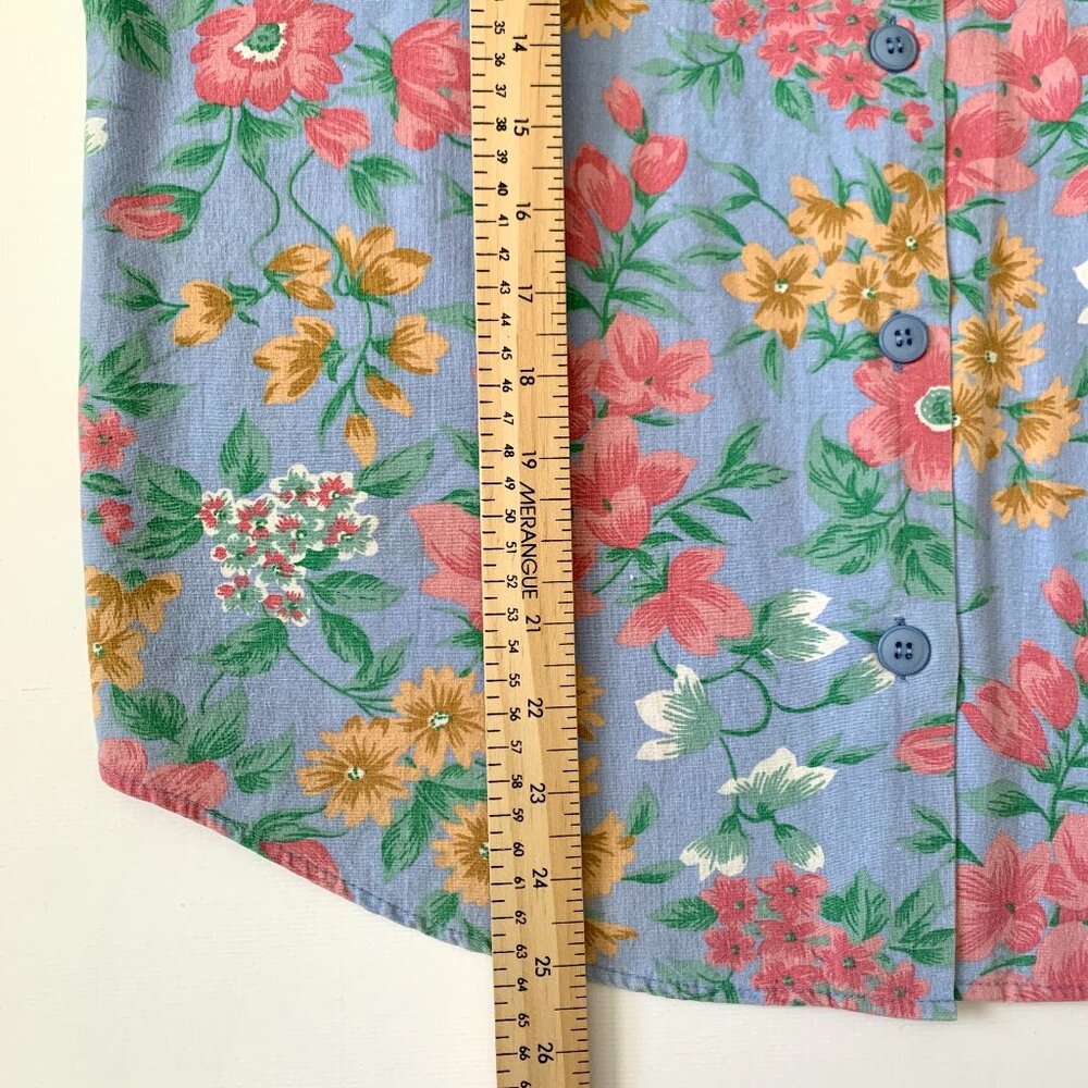 Vintage Cabin Creek Floral Collar Button Up Short Sleeve Shirt Prep Coastal Boho - Picture 10 of 15
